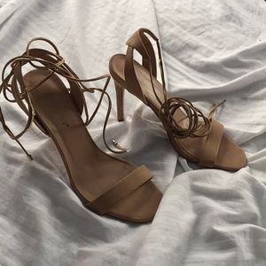 Lace up nude heels